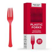 Red Heavy-Duty Plastic Forks, 20ct